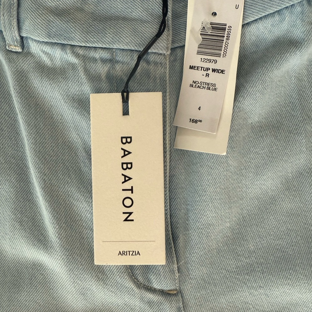 Aritzia Babaton Meetup Wide Leg Beach Blue Denim Pants 4 - Picture 7 of 9